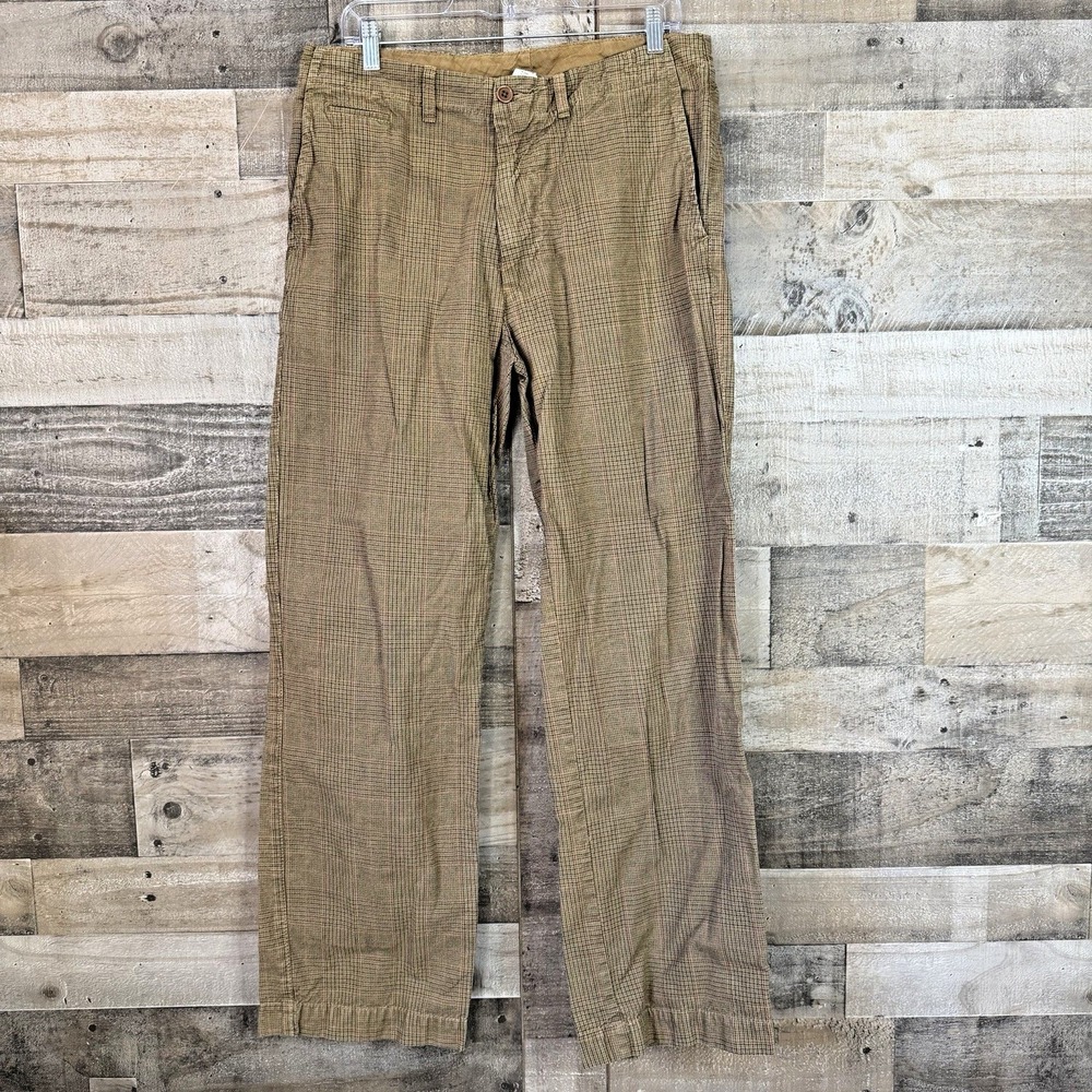 American Eagle AE Khaki Brown Plaid Straight Leg Pants 33x32 Y2K Grunge Preppy
